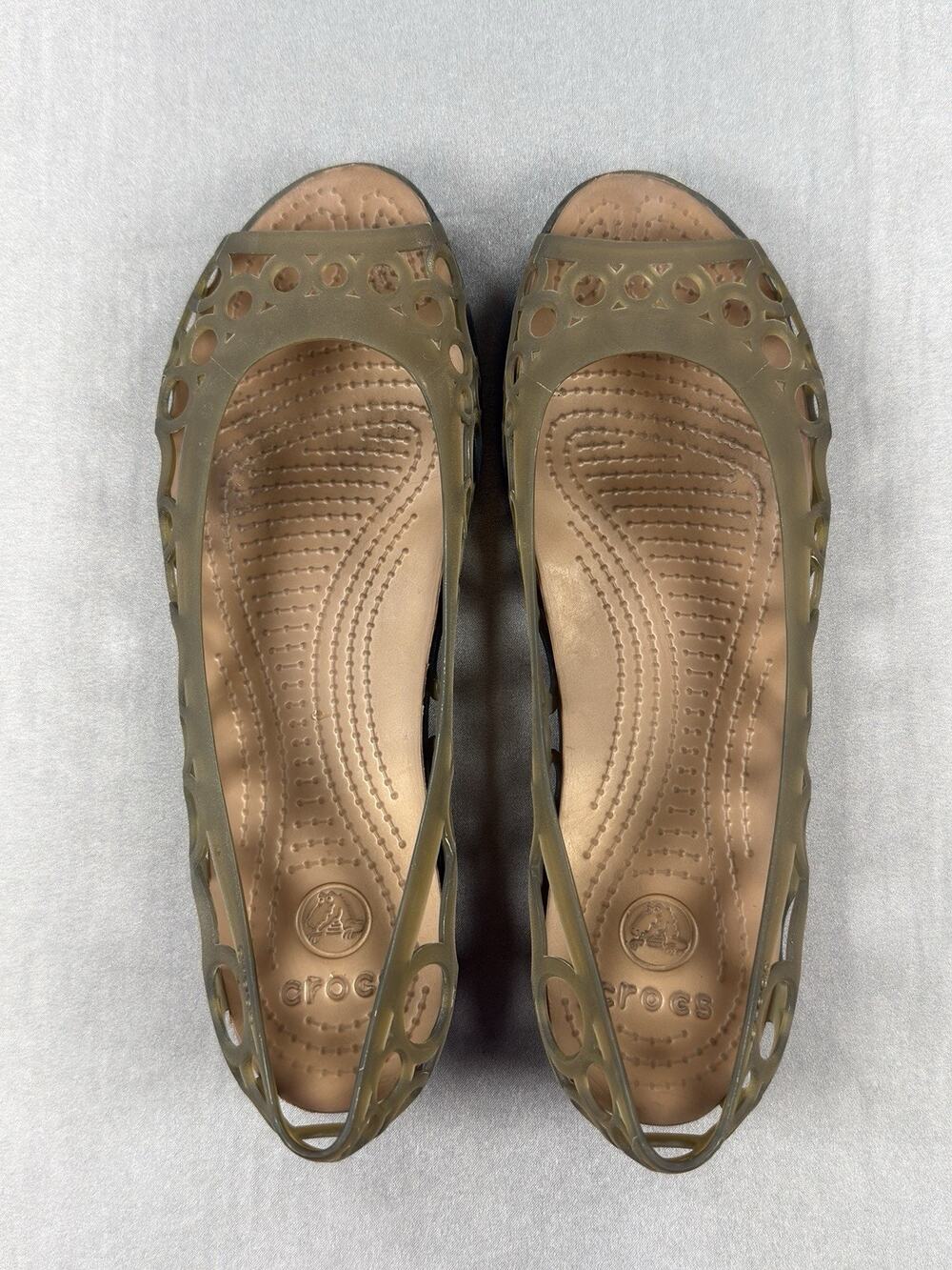 Crocs Adrina Brown Bronze Ballet Flats Peep Toe Women’s Size 9